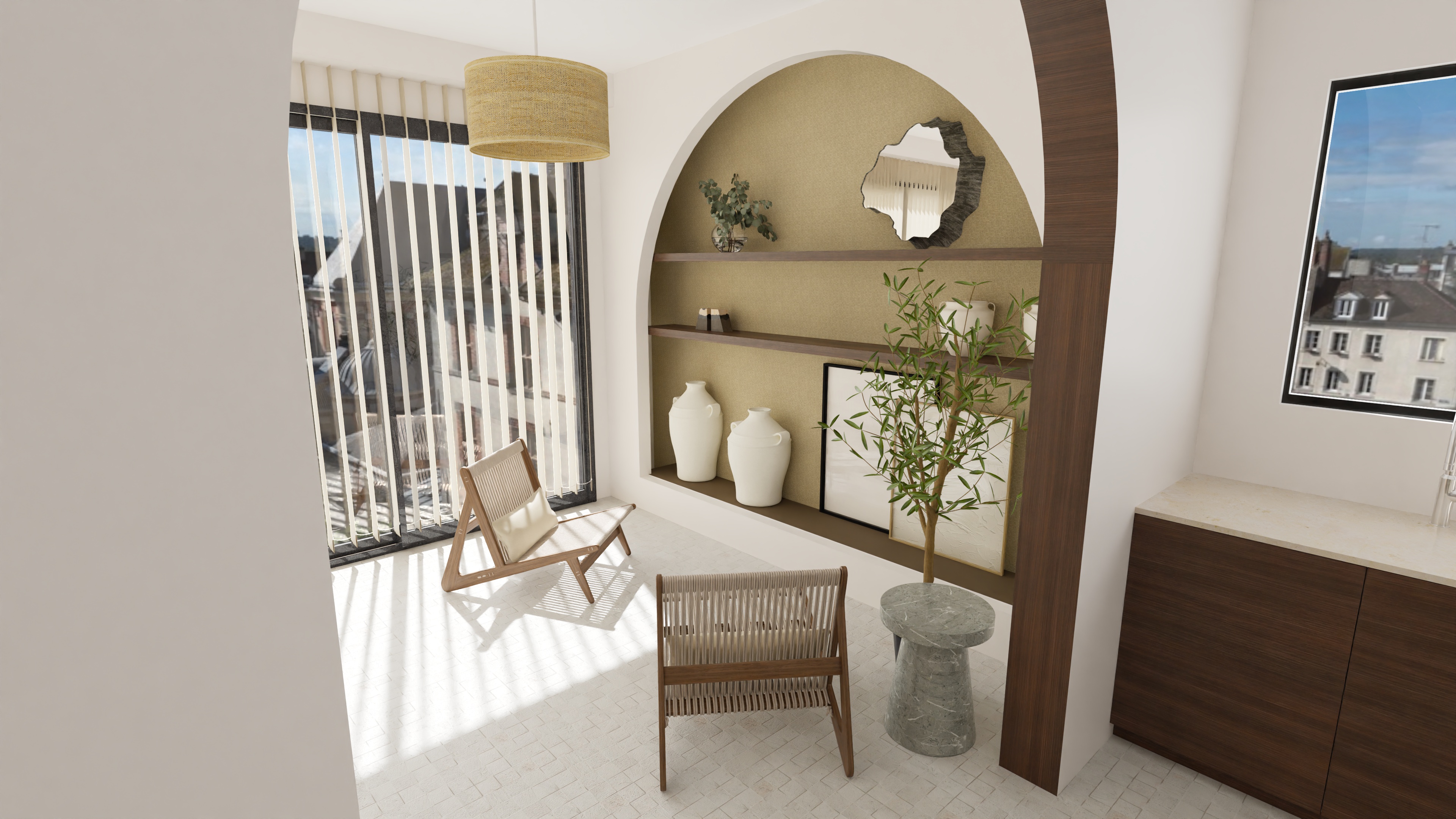 Salón Contemporáneo con Acabados Naturales - Imagen 4